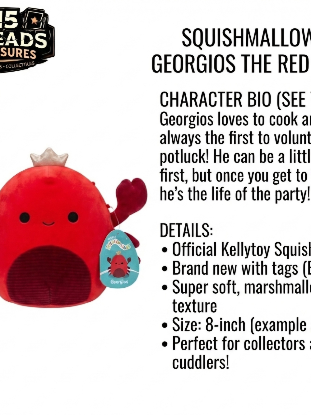 Kellytoy Squishmallow Georgios‎ the Red Plush